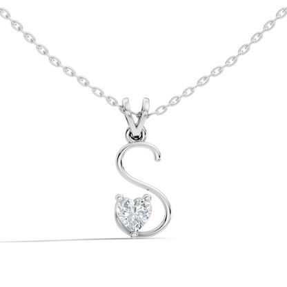 Elegant S Letter Heart Diamond Pendant - 0.50 Ct Anniversary Gift for Her - HIGHCARAT DIAMONDS