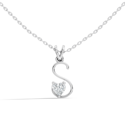Elegant S Letter Heart Diamond Pendant - 0.50 Ct Anniversary Gift for Her - HIGHCARAT DIAMONDS