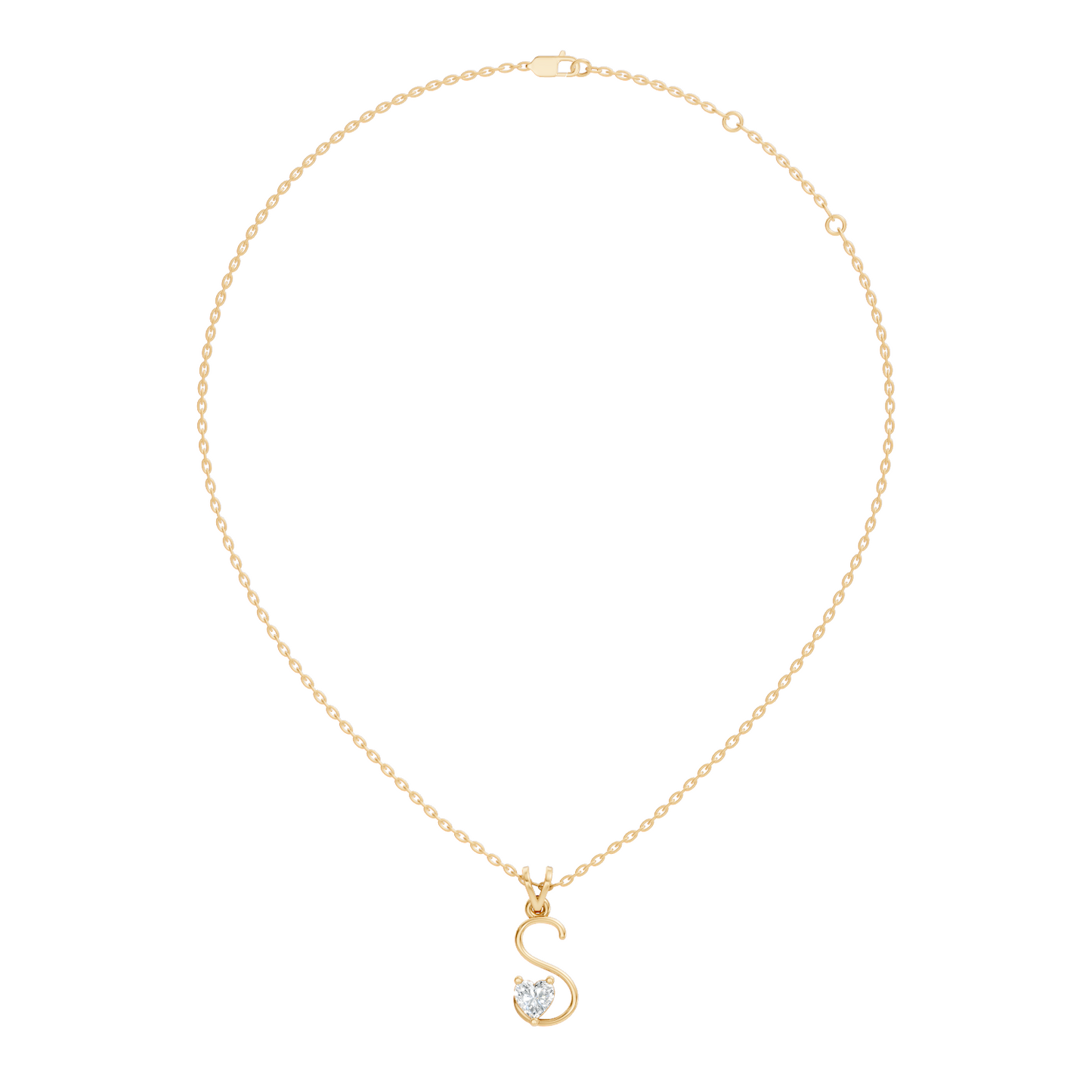 Elegant S Letter Heart Diamond Pendant - 0.50 Ct Anniversary Gift for Her - HIGHCARAT DIAMONDS