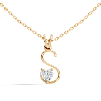 Elegant S Letter Heart Diamond Pendant - 0.50 Ct Anniversary Gift for Her - HIGHCARAT DIAMONDS