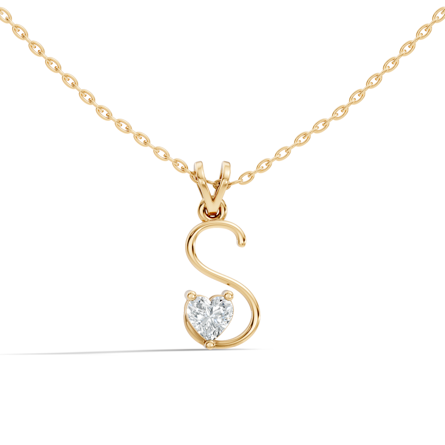 Elegant S Letter Heart Diamond Pendant - 0.50 Ct Anniversary Gift for Her - HIGHCARAT DIAMONDS