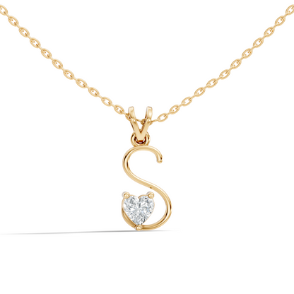 Elegant S Letter Heart Diamond Pendant - 0.50 Ct Anniversary Gift for Her - HIGHCARAT DIAMONDS