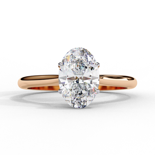 Oval shape lab grown diamond ring with classic engagement style
