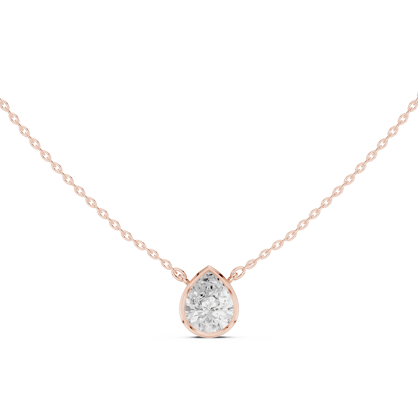Solitaire Pear Cut Lab Grown Diamond Bezel Set Dainty Party Wear Pendant - HIGHCARAT DIAMONDS