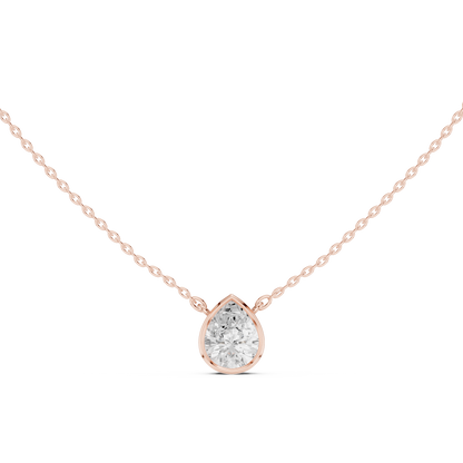 Solitaire Pear Cut Lab Grown Diamond Bezel Set Dainty Party Wear Pendant - HIGHCARAT DIAMONDS