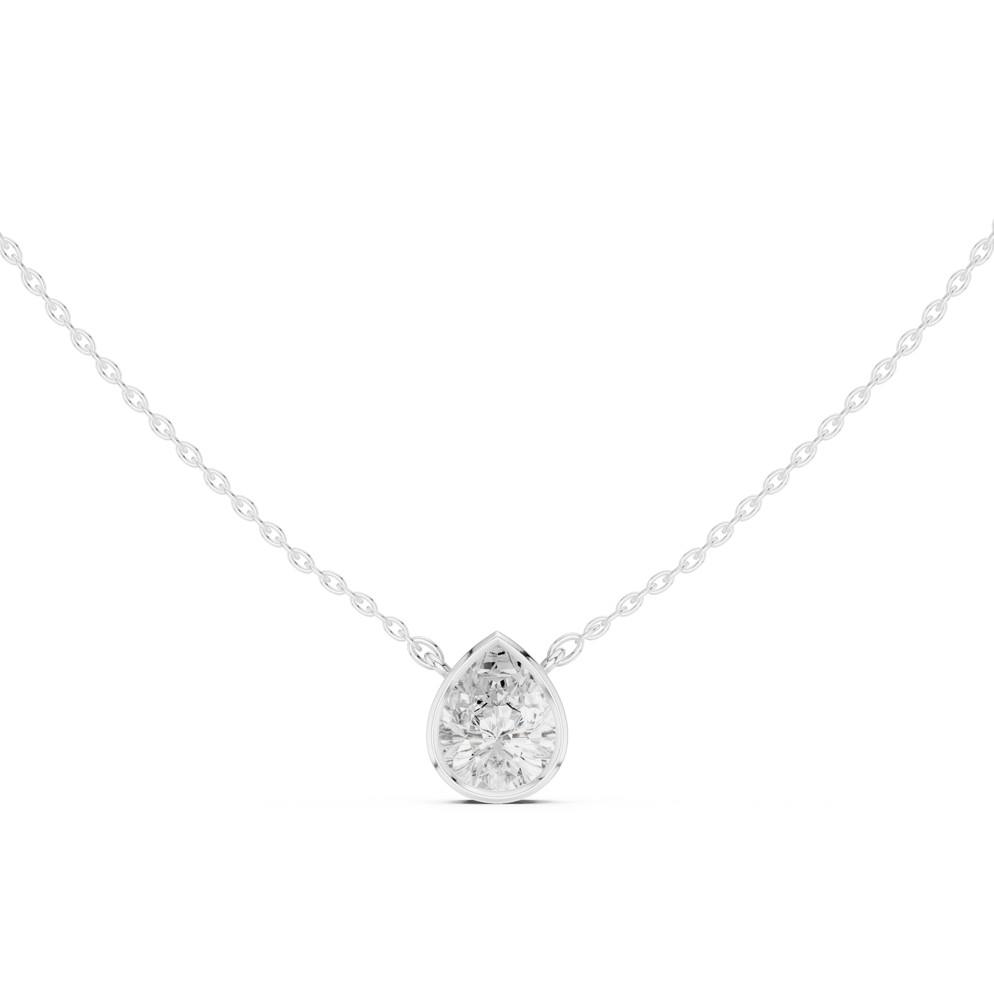Solitaire Pear Cut Lab Grown Diamond Bezel Set Dainty Party Wear Pendant - HIGHCARAT DIAMONDS