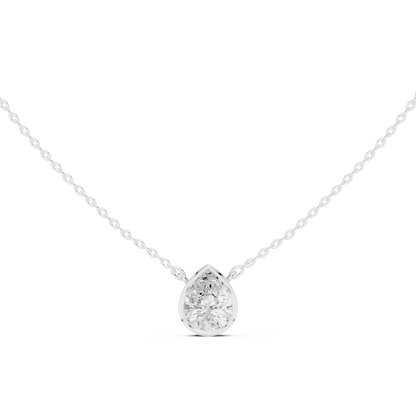 Solitaire Pear Cut Lab Grown Diamond Bezel Set Dainty Party Wear Pendant - HIGHCARAT DIAMONDS