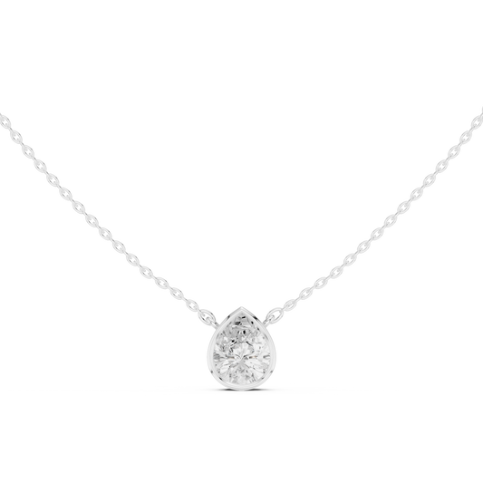 Solitaire Pear Cut Lab Grown Diamond Bezel Set Dainty Party Wear Pendant - HIGHCARAT DIAMONDS
