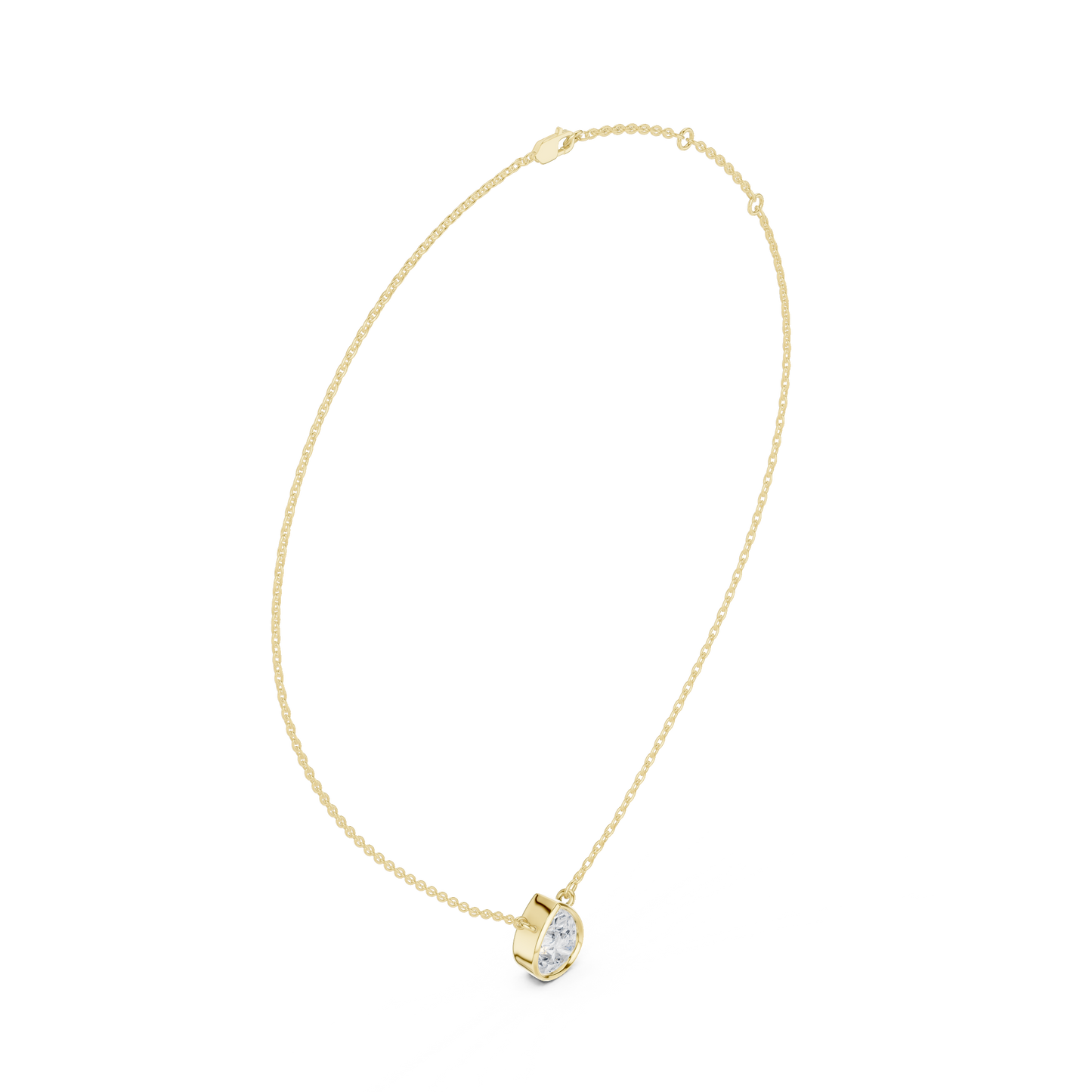 Solitaire Pear Cut Lab Grown Diamond Bezel Set Dainty Party Wear Pendant - HIGHCARAT DIAMONDS