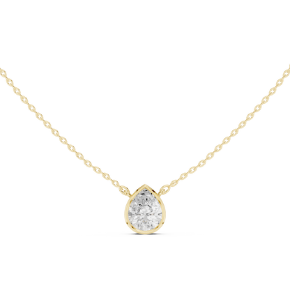 Solitaire Pear Cut Lab Grown Diamond Bezel Set Dainty Party Wear Pendant - HIGHCARAT DIAMONDS