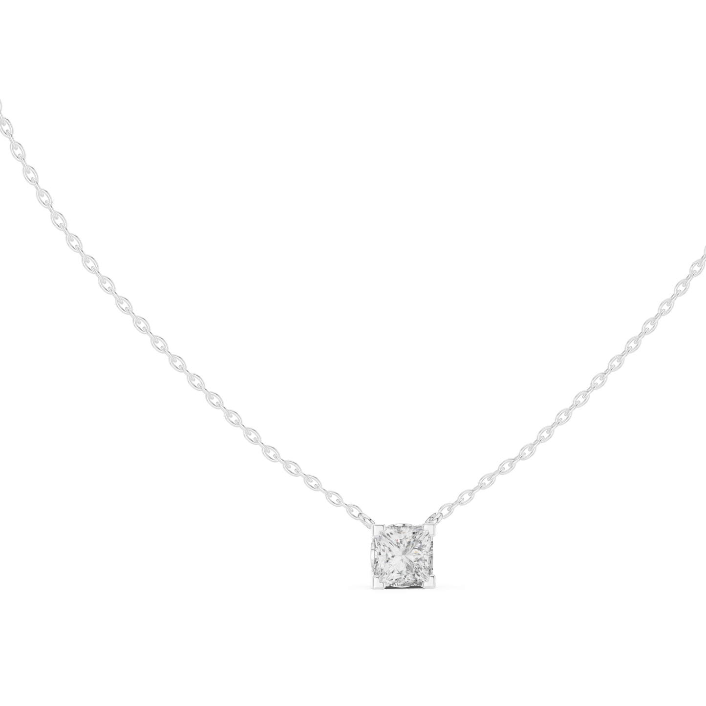 Solitaire Princess Cut Langrown Sparkling Diamond Pendant For Her In 14K Solid Gold