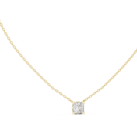 Solitaire Princess Cut Langrown Sparkling Diamond Pendant For Her In 14K Solid Gold