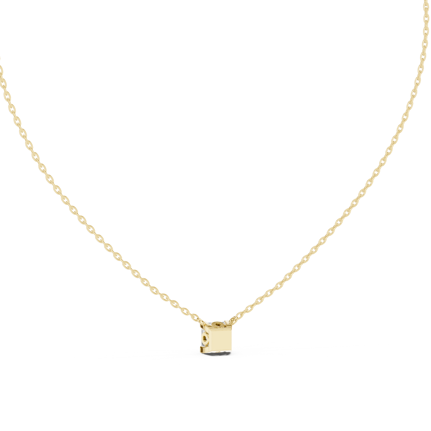 Solitaire Princess Cut Langrown Sparkling Diamond Pendant For Her In 14K Solid Gold