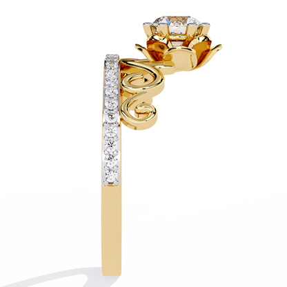 Solitaire Round Cut Diamond Channel Set Antique Hand Crafted Stunning Dainty Engagement Ring