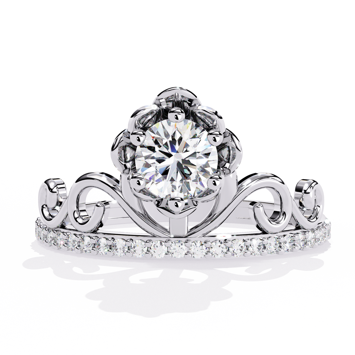 Solitaire Round Cut Diamond Channel Set Antique Hand Crafted Stunning Dainty Engagement Ring - HIGHCARAT DIAMONDS