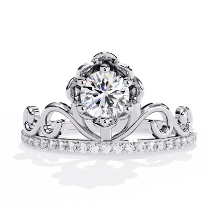 Solitaire Round Cut Diamond Channel Set Antique Hand Crafted Stunning Dainty Engagement Ring - HIGHCARAT DIAMONDS