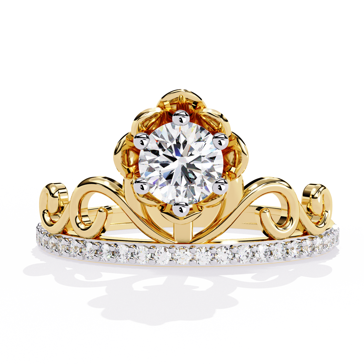 Solitaire Round Cut Diamond Channel Set Antique Hand Crafted Stunning Dainty Engagement Ring - HIGHCARAT DIAMONDS