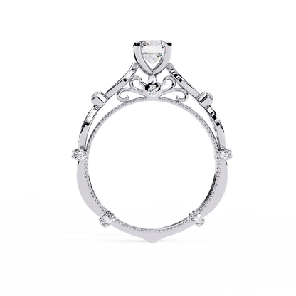 Solitaire Round Cut Diamond Cluster Minimalist Stunning Dainty Sparkling Bridal Set Ring for Women's