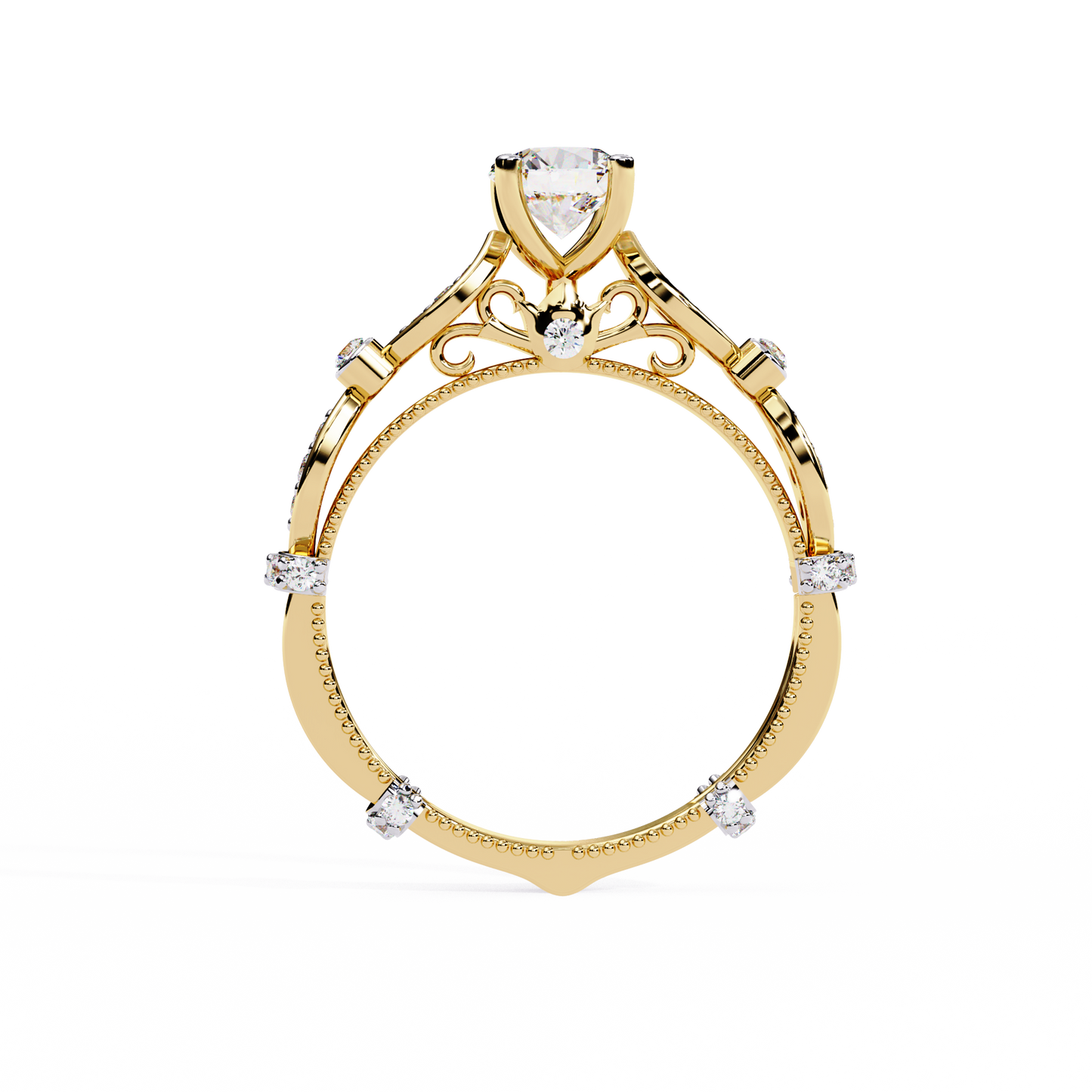 Solitaire Round Cut Diamond Cluster Minimalist Stunning Dainty Sparkling Bridal Set Ring for Women's