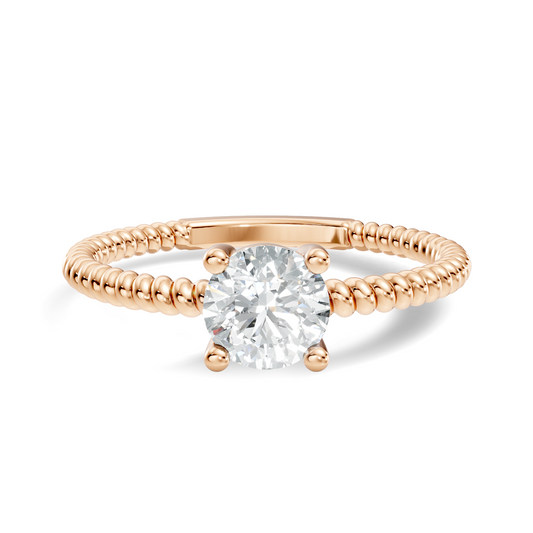 Solitaire Round Cut Lab Grown Diamond Vintage Delicate Prong Set Dainty Engagement Ring