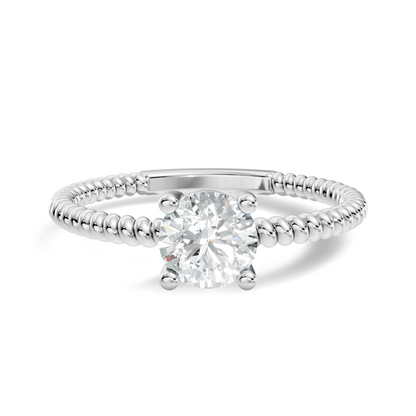 Solitaire Round Cut Lab Grown Diamond Vintage Delicate Prong Set Dainty Engagement Ring
