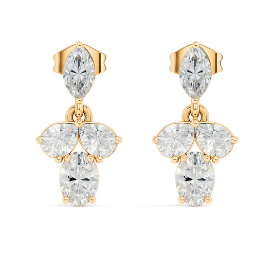 Sparkling Colorless Lab-Grown Diamond Stud Earring Oval & Pear Drop Style