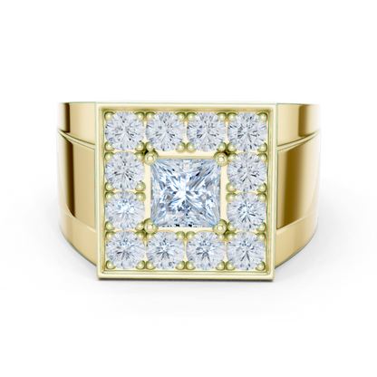 2.20 Ct Round & Princess Shape Lab Grown 10k Solid White Gold Stunning Diamond Men's Ring - HIGHCARAT DIAMONDS