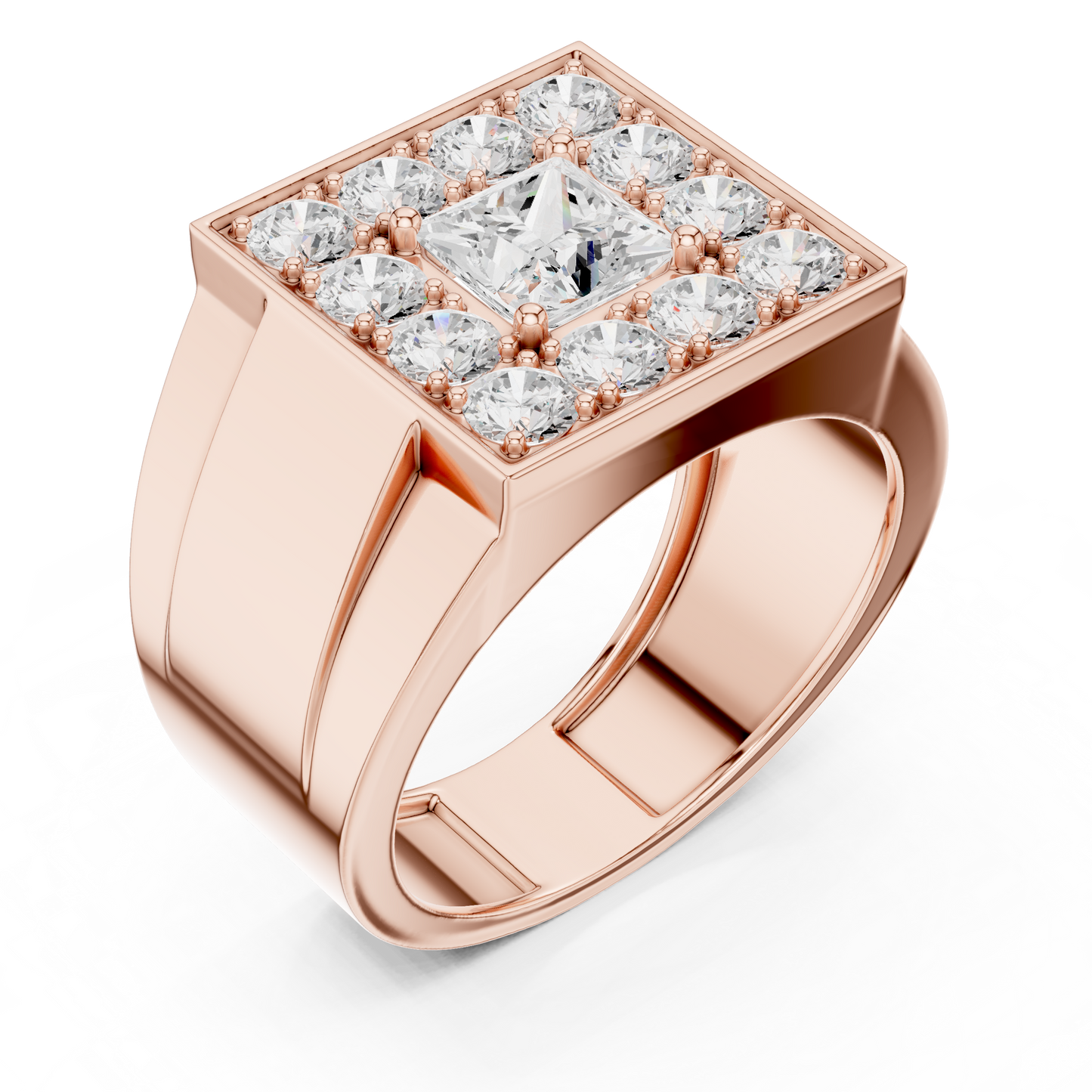 2.20 Ct Round & Princess Shape Lab Grown 10k Solid White Gold Stunning Diamond Men's Ring - HIGHCARAT DIAMONDS