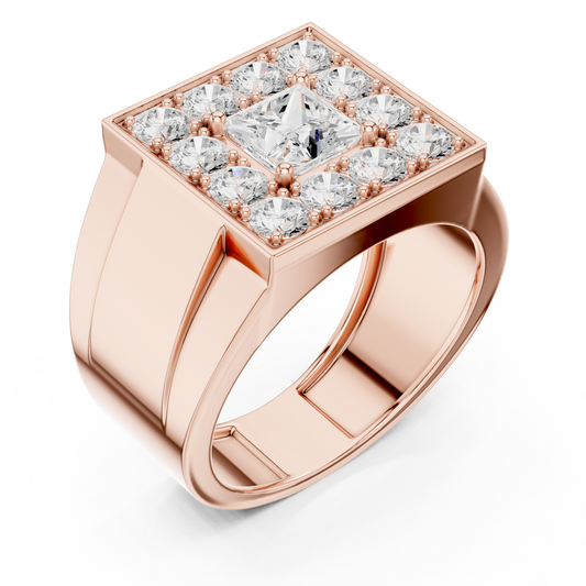 2.20 Ct Round & Princess Shape Lab Grown 10k Solid White Gold Stunning Diamond Men's Ring - HIGHCARAT DIAMONDS