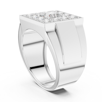2.20 Ct Round & Princess Shape Lab Grown 10k Solid White Gold Stunning Diamond Men's Ring - HIGHCARAT DIAMONDS