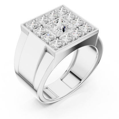 2.20 Ct Round & Princess Shape Lab Grown 10k Solid White Gold Stunning Diamond Men's Ring - HIGHCARAT DIAMONDS