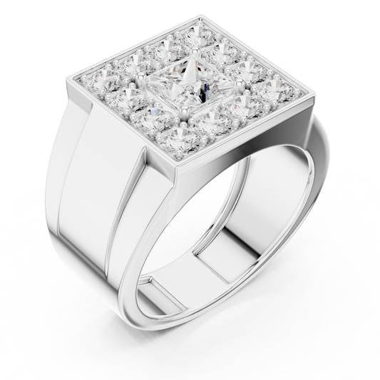 2.20 Ct Round & Princess Shape Lab Grown 10k Solid White Gold Stunning Diamond Men's Ring - HIGHCARAT DIAMONDS