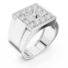 2.20 Ct Round & Princess Shape Lab Grown 10k Solid White Gold Stunning Diamond Men's Ring - HIGHCARAT DIAMONDS