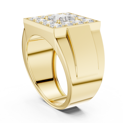 2.20 Ct Round & Princess Shape Lab Grown 10k Solid White Gold Stunning Diamond Men's Ring - HIGHCARAT DIAMONDS