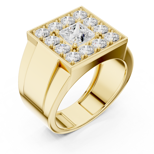2.20 Ct Round & Princess Shape Lab Grown 10k Solid White Gold Stunning Diamond Men's Ring - HIGHCARAT DIAMONDS