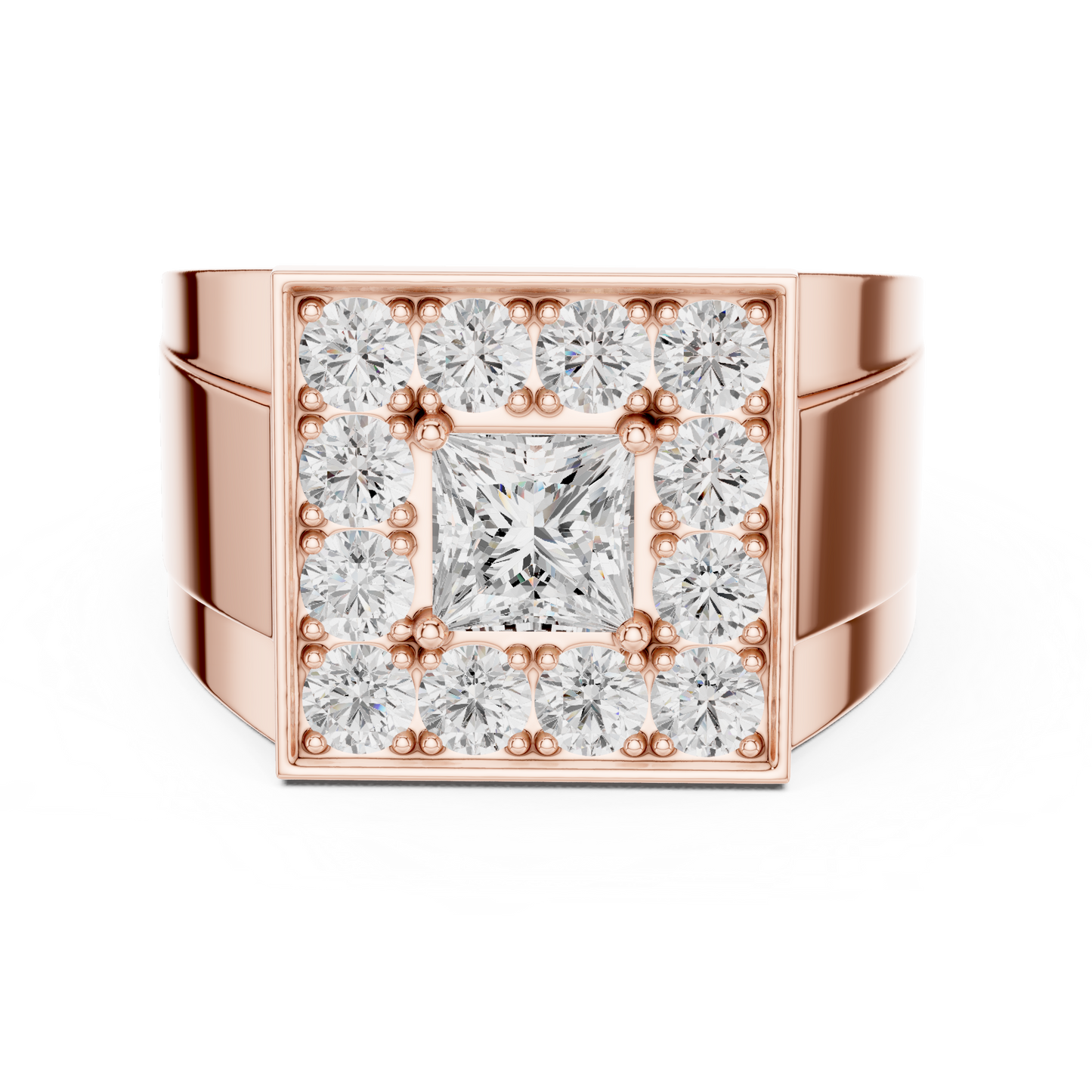 2.20 Ct Round & Princess Shape Lab Grown 10k Solid White Gold Stunning Diamond Men's Ring - HIGHCARAT DIAMONDS