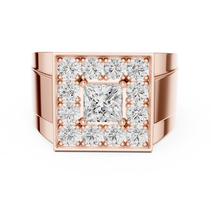 2.20 Ct Round & Princess Shape Lab Grown 10k Solid White Gold Stunning Diamond Men's Ring - HIGHCARAT DIAMONDS