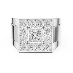 2.20 Ct Round & Princess Shape Lab Grown 10k Solid White Gold Stunning Diamond Men's Ring - HIGHCARAT DIAMONDS