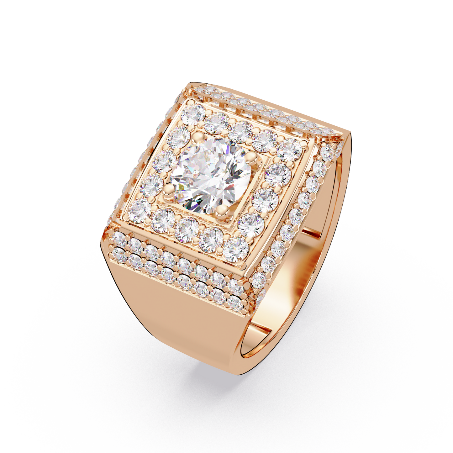 Square Halo Lab grown Diamond Luxury Ring - HIGHCARAT DIAMONDS