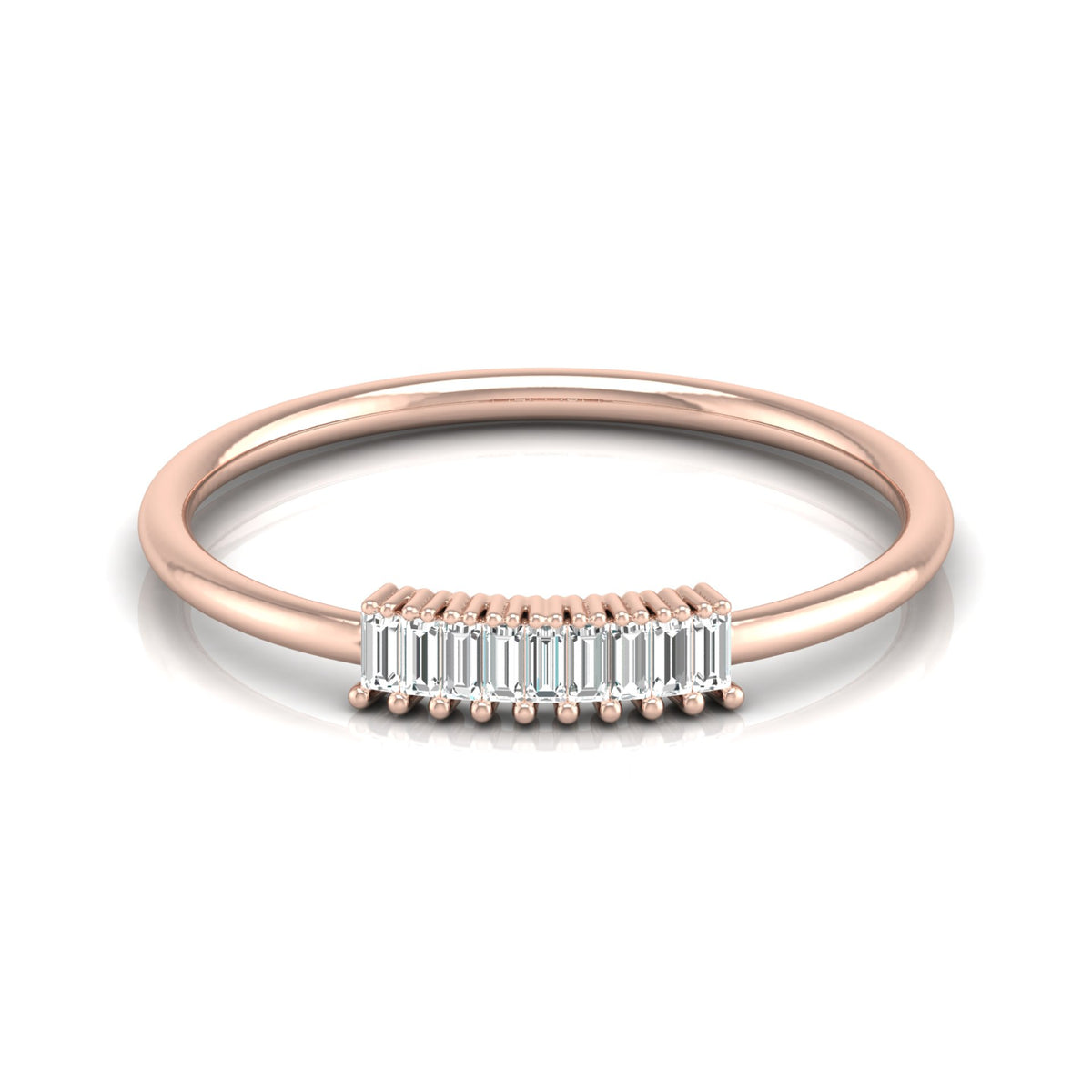 Stackable Baguette Cut Diamond Ring Modern Elegant Band for Women's In 14 KT Gold - HIGHCARAT DIAMONDS