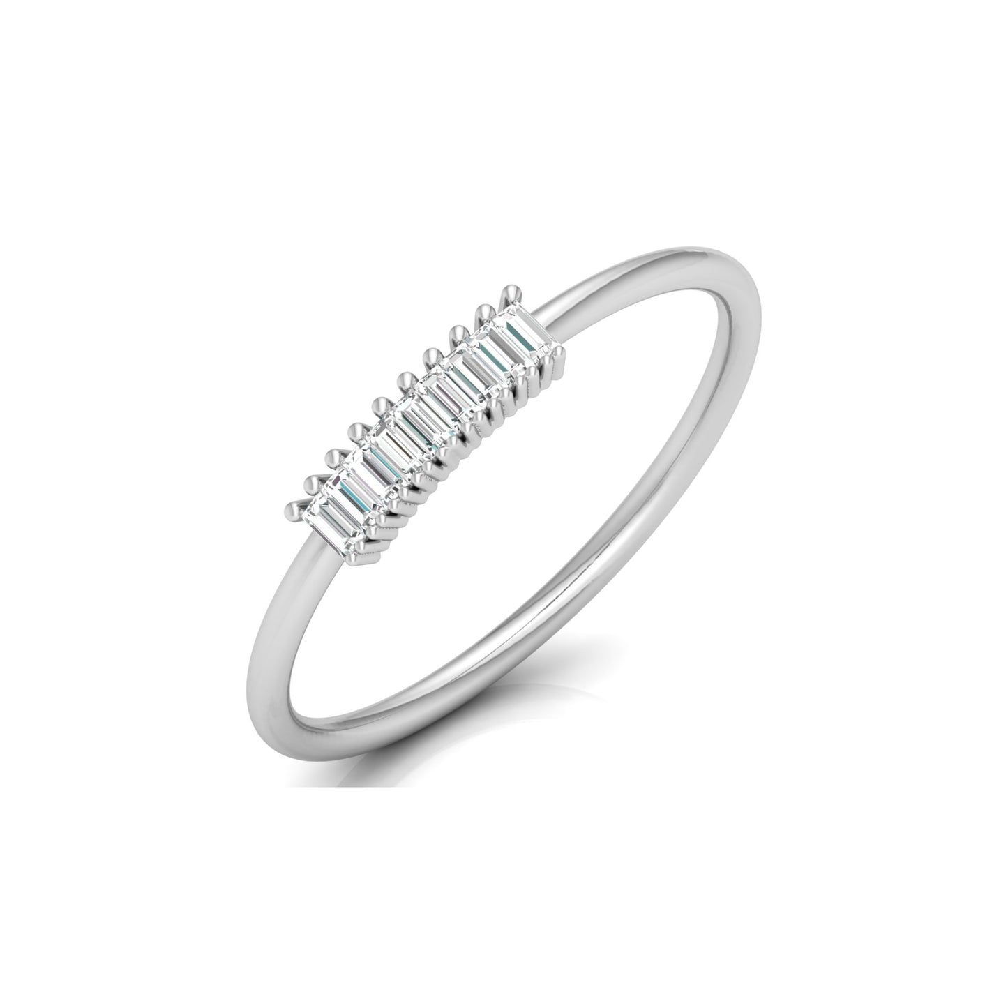 Stackable Baguette Cut Diamond Ring Modern Elegant Band for Women's In 14 KT Gold - HIGHCARAT DIAMONDS