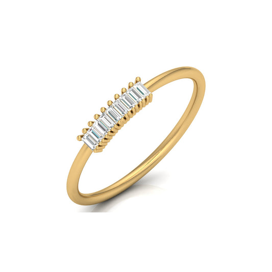 Stackable Baguette Cut Diamond Ring Modern Elegant Band for Women's In 14 KT Gold