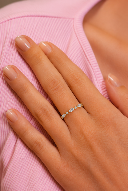 Stackable Marquise and Round Cut Diamond Ring Band Elegant Design For Women's - HIGHCARAT DIAMONDS