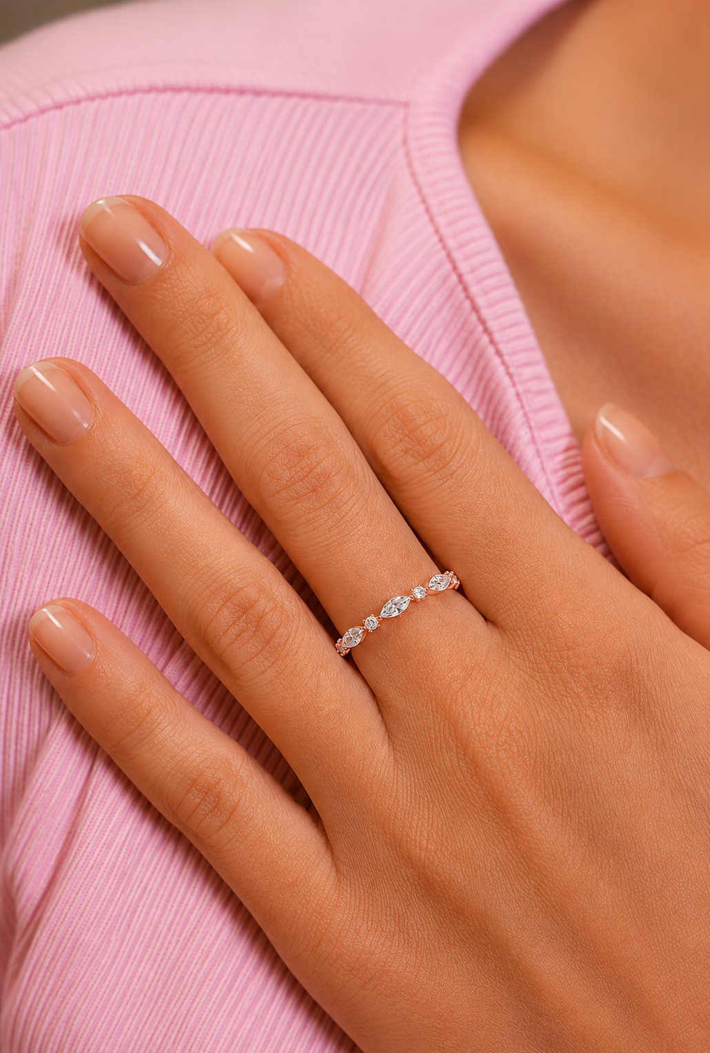 Stackable Marquise and Round Cut Diamond Ring Band Elegant Design For Women's - HIGHCARAT DIAMONDS