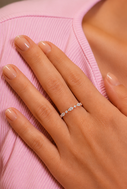 Stackable Marquise and Round Cut Diamond Ring Band Elegant Design For Women's - HIGHCARAT DIAMONDS