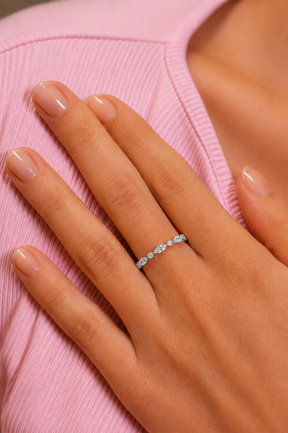 Stackable Marquise and Round Cut Diamond Ring Band Elegant Design For Women's - HIGHCARAT DIAMONDS