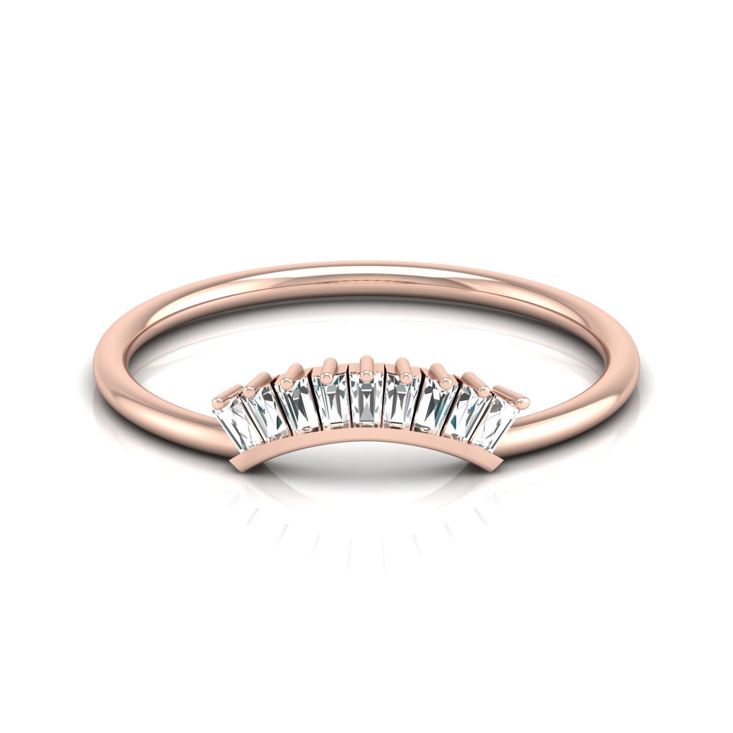 Stackable Princess Cut Diamond Ring Elegant Minimalist Band for Women In Lab Or Natural Diamonds