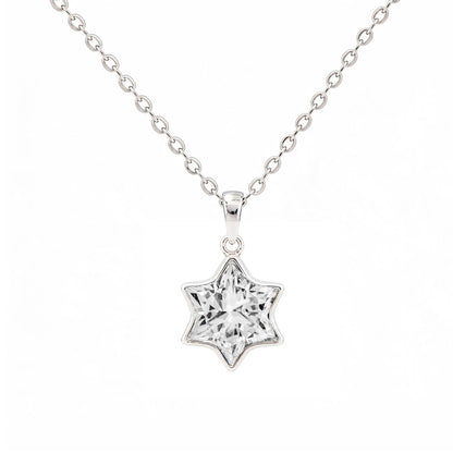 Star Cut David Lab Grown Diamond Bezel Set Pendant With Chain