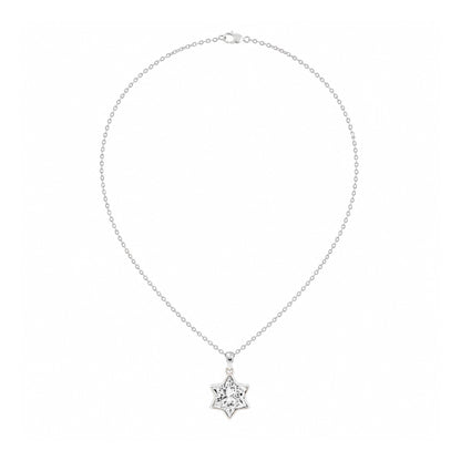 Star Cut David Lab Grown Diamond Bezel Set Pendant With Chain