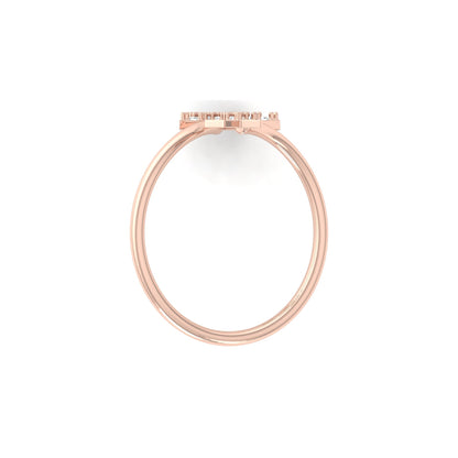 Luxury open style ring with double star motif in white gold